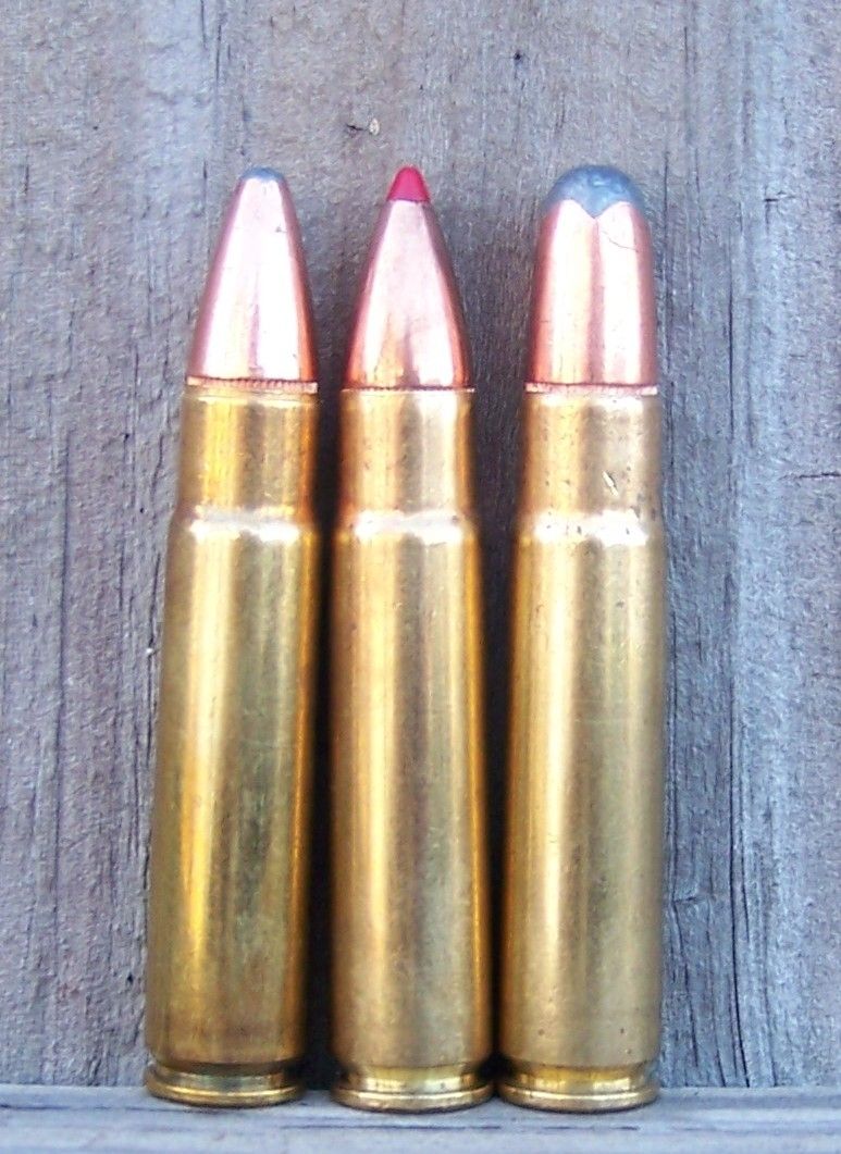 Three factory loads were tried (left to right): Remington 150-grain JSP, Hornady 200-grain LEVERevolution and the Remington 200-grain JSP.